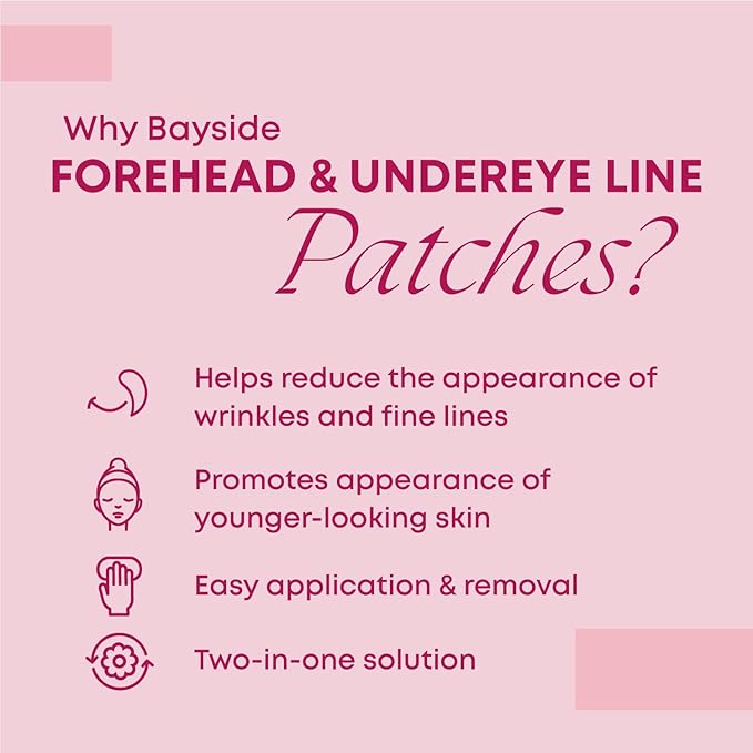 Bayside Forehead & Under Eye Wrinkle Patches Set | Hyaluronic Acid, Collagen & Vitamin E | Overnight Smoothing Treatment for Fine Lines & Wrinkles | Non-Invasive, Skin-Friendly Hydrating Care-Velvo Beauty