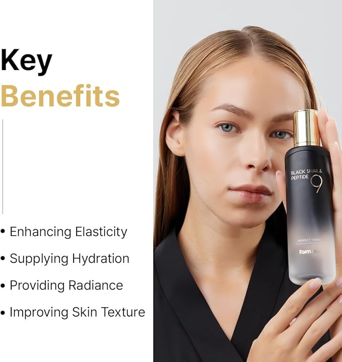 Farmstay Black Snail & Peptide 9 Perfect Toner, Snail Mucin Toner for Elastic & Glow Skin, Moisturizing & Anti-Aging, Smooths & Refine Skin Texutre, Korean Skin Care, for Women & Men, 4.05 Fl. Oz-Velvo Beauty