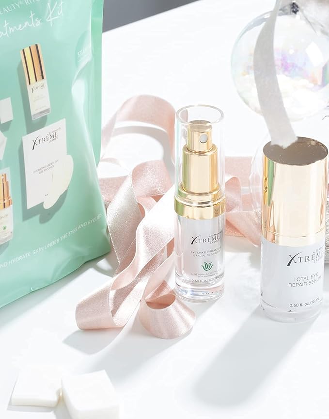 Xtreme Lashes Extend Your Beauty Rituals - Eye Treatments Kit - Lash Extension Safe, includes Serum, Under Eye Gel Patches, Cleanser, and Cosmetic Sponges-Velvo Beauty