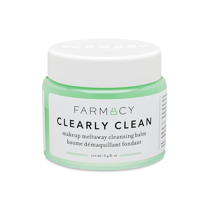 Farmacy Makeup Remover Cleansing Balm - Clearly Clean Sensitive Skin Makeup Remover + Oil Based Cleanser - Gentle Exfoliating Double Cleanser - Melts From Balm to Milky Lather - Fragrance Free (100ml)-Velvo Beauty