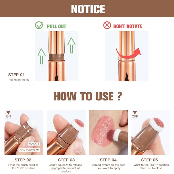 MEICOLY Contour Beauty Wand,Liquid Blush Stick Bronzer Cream with Applicator,Long Lasting Silky Smooth Blendable Contour Highlighter Wand,Cruelty Free,Contour +Blush,2PCS-Velvo Beauty