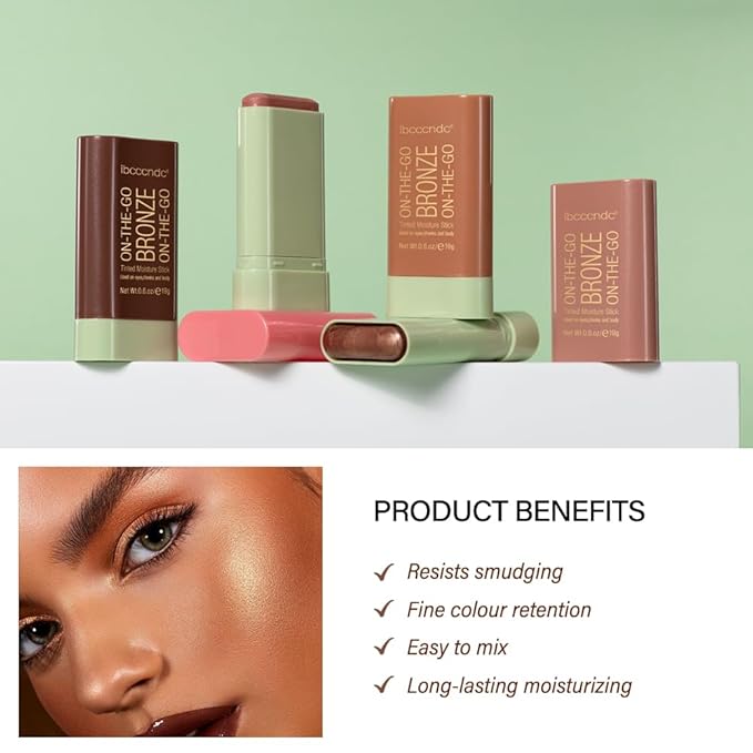 Multi-Use Makeup Bronzer Stick for Effortless Glow - Hydrating Solid Moisturizer with Natural Bronze Tint for Eyes, Lips & Cheeks (#2 Soft Glow)-Velvo Beauty