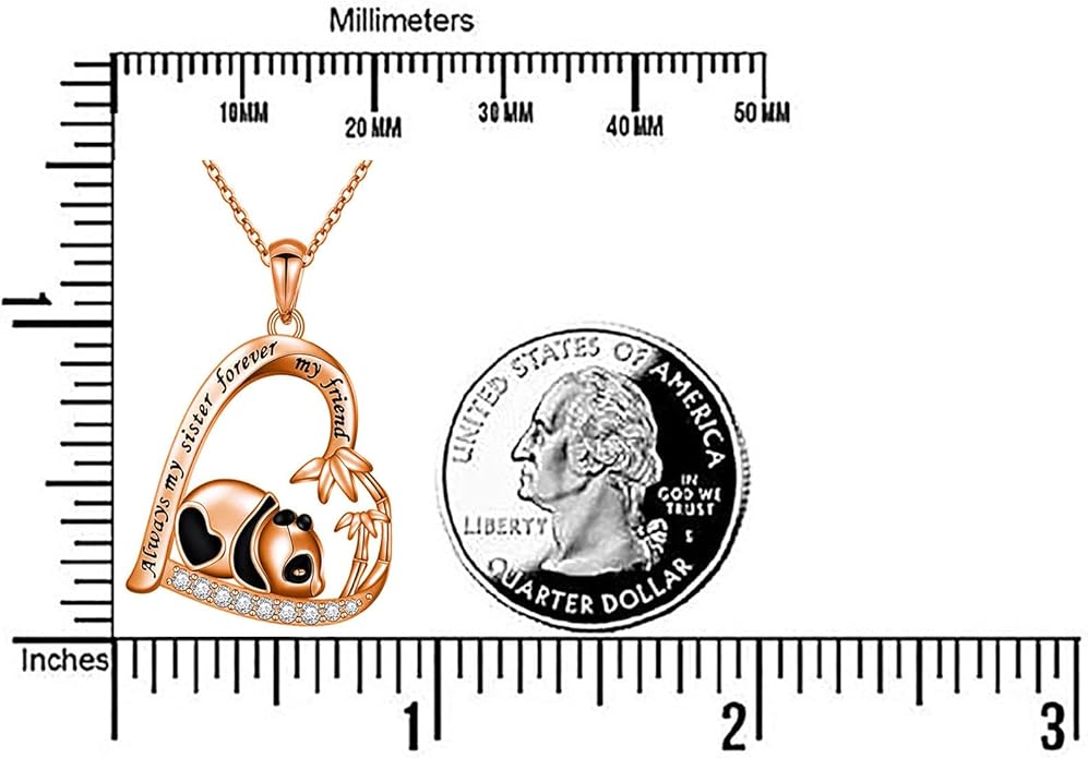 Silver Crystal Panda Necklace Choker Vintage Heart Panda Pendant Cute Animal Necklace Charm Jewelry I Love You Forever Birthday Gifts for Kids Women and Girls-Velvo Beauty
