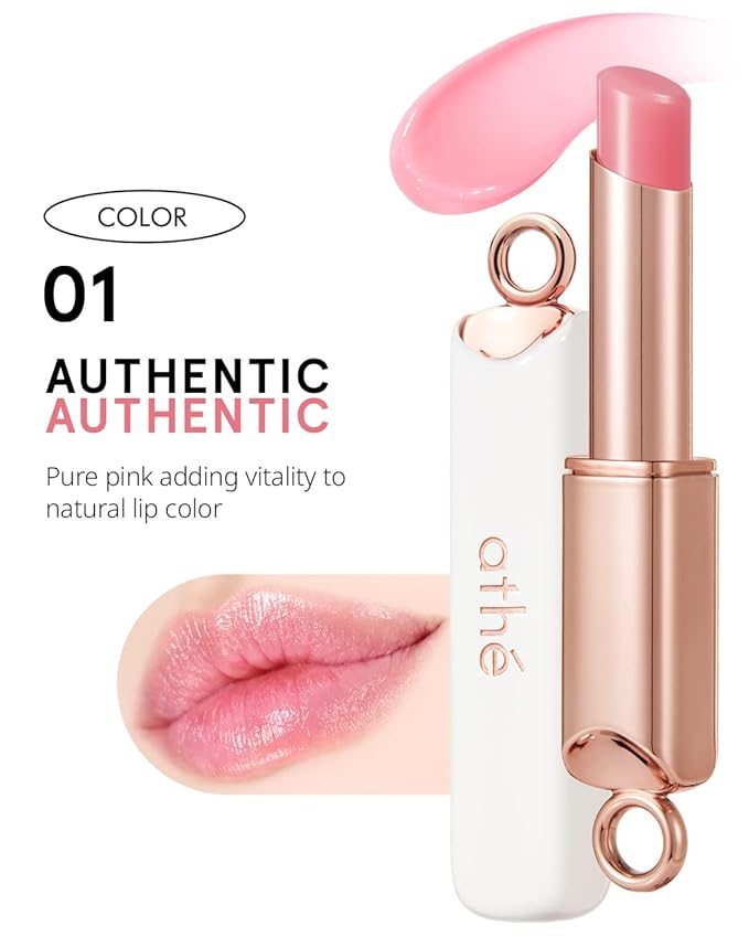 ATHÉ Authentic Lip Balm 01 AUTHENTIC (Tinted), Lightweight Wear & Plumping Lips without Stickiness, Moisturizing & Nourishing Plant-Based Vegan Chapstick for Dry, Petrolatum Free, Cruelty-Free-Velvo Beauty