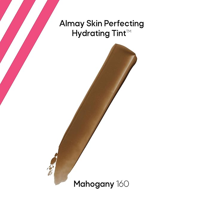 Almay Hydrating Liquid Foundation Tint, Lightweight with Light Coverage, Naturally Dewy Finish, Hypoallergenic, Dermatologist TestedFragrance Free, 160 Mahogany, 0.94 fl oz.-Velvo Beauty