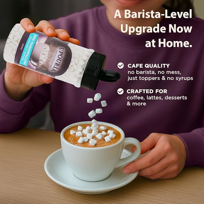 Upouria Mini Marshmallow Beverage and Dessert Topper, Rich Flavor Enhancer for Coffee, Hot Chocolate, Ice Cream, 2.5oz-Velvo Beauty