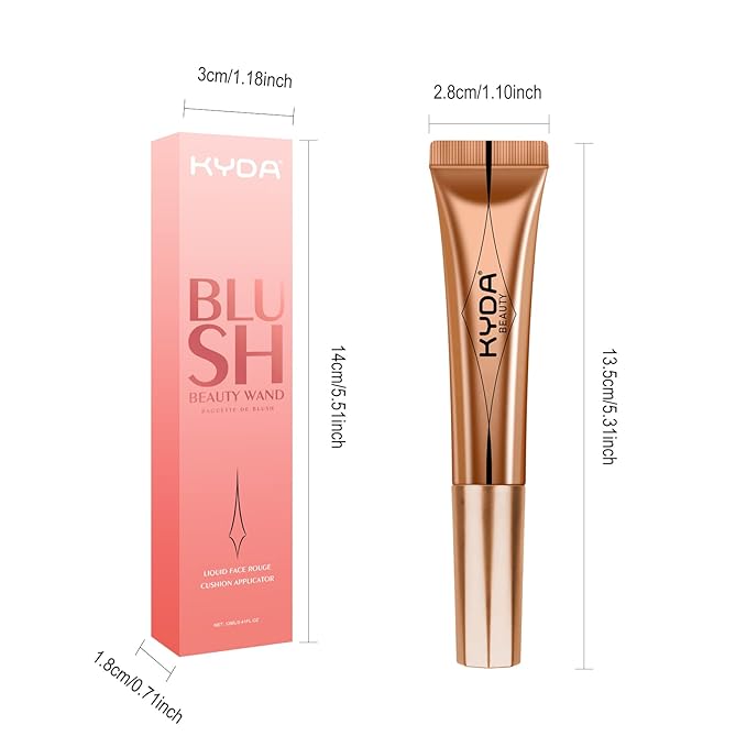 KYDA Blush Beauty Wand, Shimmer Face Blush with Cushion Applicator, Natural Pearl Finish, Silky Smooth Creamy Formula, Lightweight Blendable Blush Rouge Stick-Pearl Pink-Velvo Beauty