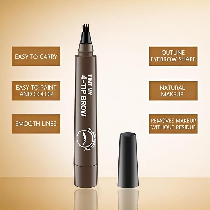 2025 Upgraded Magic Eyebrow Pencil for Women, Long-Lasting Ultra-Fine Tip Waterproof Eye Brow Pencils with 4 Fork, Smudge-Proof Natural Brow Makeup for Women - Light Brown-Velvo Beauty