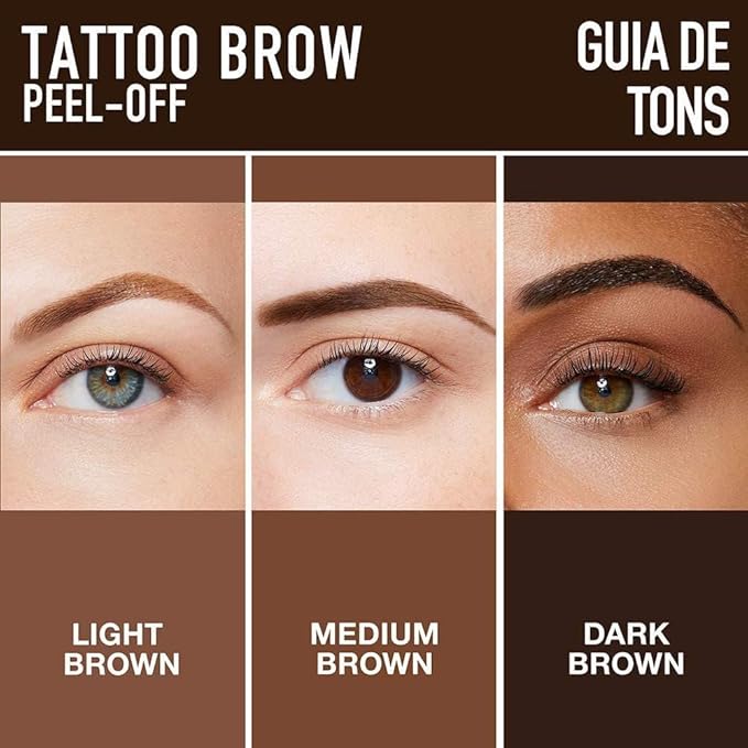 Tattoo Eyebrow Gel Easy Peel Off, Peel Off Eyebrow Tint, Easy Peel off Eyebrow Gel, Peel Off Eyebrow Tint, Waterproof & Sweatproof for All Skin Types (#2 Medium Brown + #3 Dark Brown)-Velvo Beauty