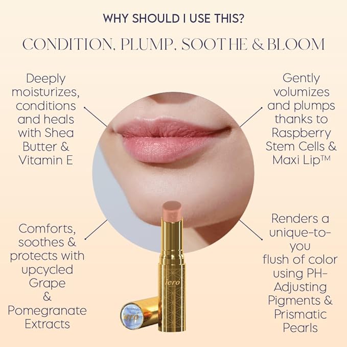 ieró Beauty Moonkissed Luminous PH Tinted Lip Balm w/Shea Butter & Vitamin E, Lip Care Moisturizer, Lip Plumper for Soft & Supple Lips, Paraben Free, Vegan, Sheer Coral w/Gold-Beige Shimmer-Velvo Beauty