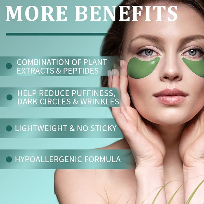 Under Eye Patches, Green Tea Under Collagen Eye Masks for Dark Circles Puffiness Eye Bag Wrinkles, Under Eye Treatment for Men Women, Anti-Aging Brightening Under Eye Gel Pads, 30 Pairs-Velvo Beauty