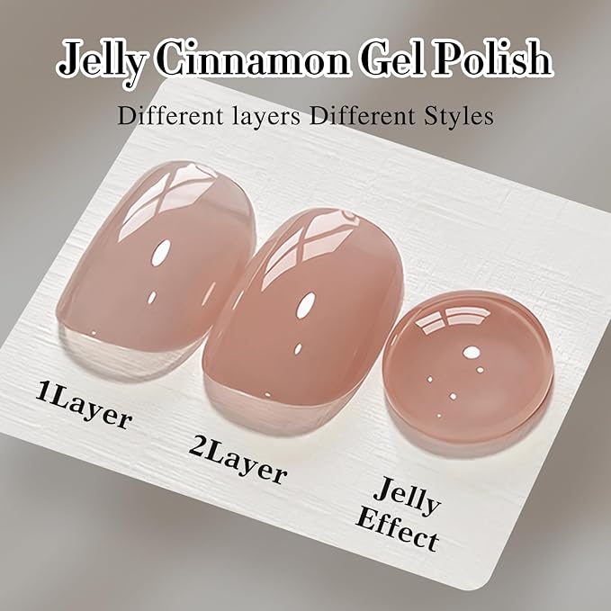 Double Rhythm Translucent Gel Polish Sheer Neutral Natural Light Milky Same Color Same Bottle 15ML Jelly UV Polish Nail Art DIY at Home (Jelly Nude Brown-A1492)-Velvo Beauty
