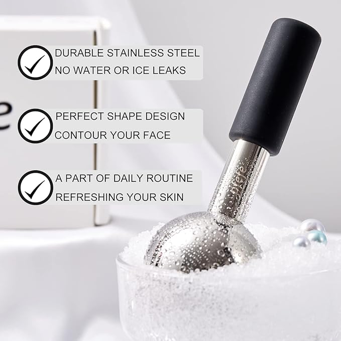 Ice Globes for Face & Eyes, Unbreakable Stainless Steel Cryo Sticks for Beauty Routines, Facials Cold Roller Cooling Globes for Puffiness, Wrinkles, Dark Circles, Headaches-Velvo Beauty