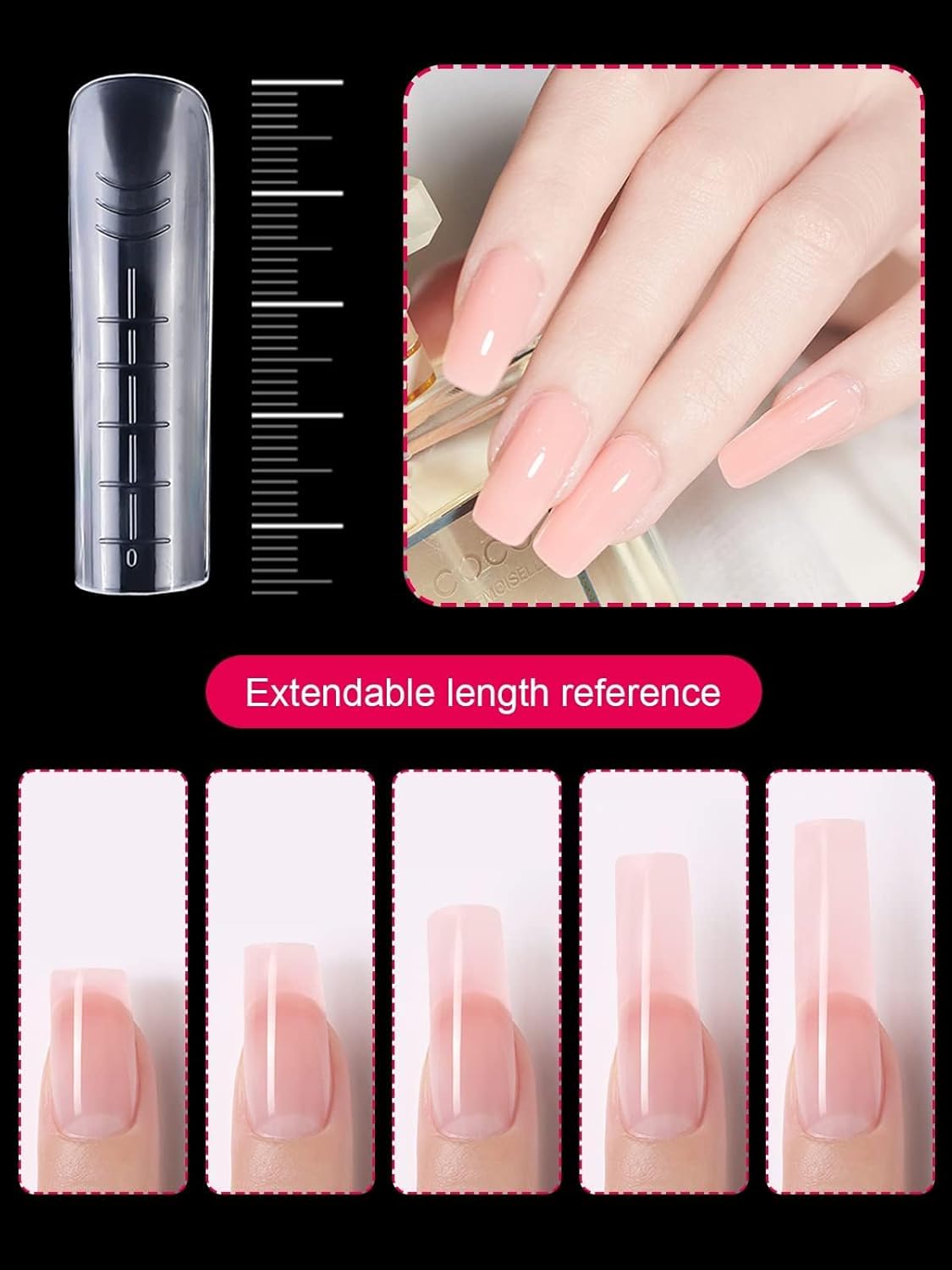 TOROKOM 120Pcs Poly Extension Gel Dual Nail Forms Square Clear Nail Forms Full Cover Coffin Nail Molds 12 Sizes for Gel Manicure Nail Art Design Salon&DIY-Velvo Beauty