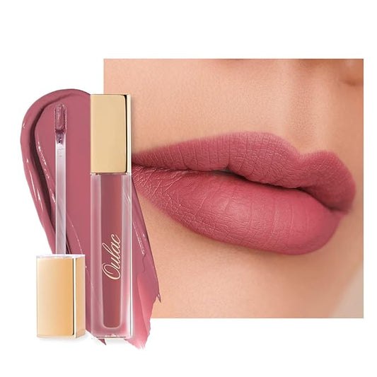Oulac Matte Liquid Pink Nude Lipstick for Women, Long Lasting Lipstick Waterproof Lip Stain, No Transfer, Creamy High Pigmented Formula with Rose Oil, Vegan & Cruelty-Free, Pink Nude M12-Velvo Beauty