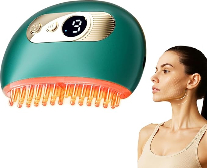 Lymphatic Contour Face Brush – Face Massager for Lymphatic Drainage, Double Chin Reducer, and Facial Sculpting – Gentle Vibrating Lymphatic Drainage Tool for Jawline & Puffiness - Green-Velvo Beauty
