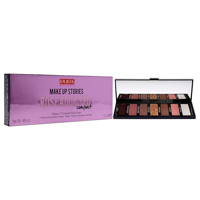Pupa Milano Make Up Stories Eyeshadow Palette 004 Rose Addicted - 7-Shade Shadow Collection with Matte, Satin, and Metallic Color Options - High Pigment Formula - Soft, Blendable Texture - 0.469 oz-Velvo Beauty