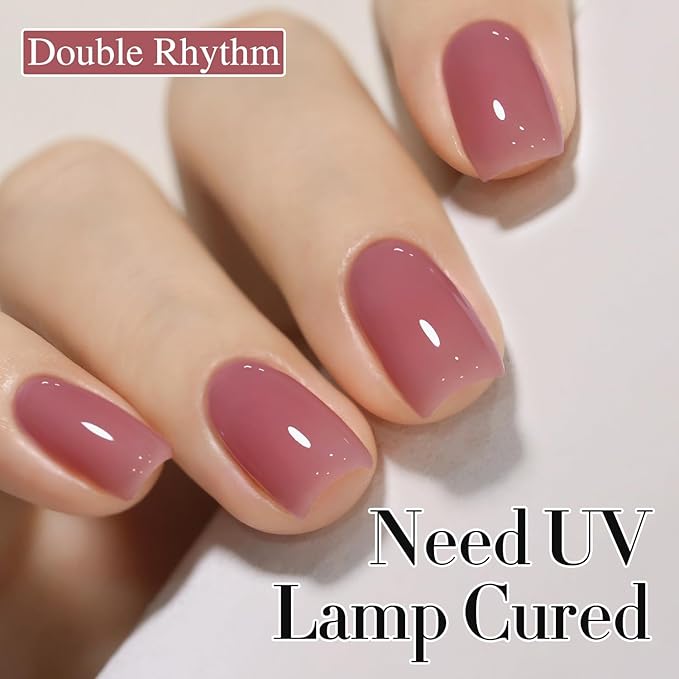 Double Rhythm 0.50 OZ Translucent Gel Polish Same Color Same Bottle Sheer Pastel Neutral Natural Milky 15 ML Jelly UV Nail Art DIY at Home (Light Plum-A1530)-Velvo Beauty