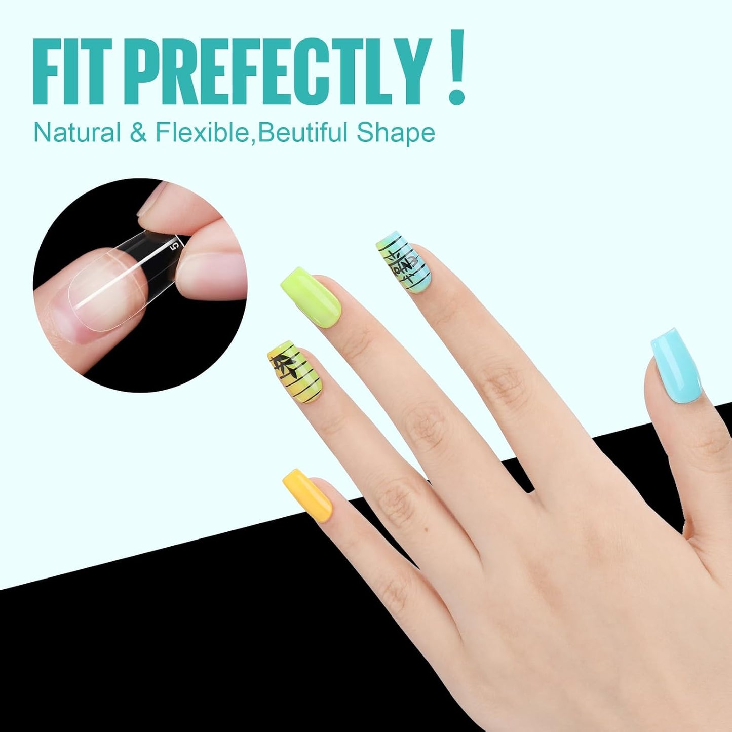 TOMICCA Fake Clear Nails, Short Square False Nail Tips, 216Pcs Nail Extension Tips for DIY Salon Gift-Velvo Beauty