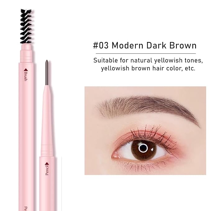 Eyebrow Pencil Dark Brown,Eyebrow Pencils for Women,Micro Brow Pencil Waterproof Smudgeproof,Ultra-Precise Tip Long-Lasting Brow Pencils for Natural Eye Brows,Built-In Spoolie Brush,03 Dark Brown.-Velvo Beauty