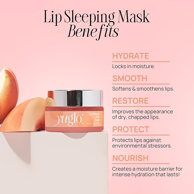 Moisture & Collagen Booster Lip Sleeping Mask - Treatment to Restore, Hydrate & Plump Dry Chapped Lips - Peach-Velvo Beauty