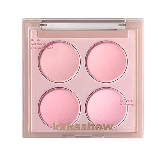 Matte Blush Powder Palette, Blending Mood Cheek, 4 Blendable Shades Korean Fairy Pink Blusher in Lightweight Smooth Powder, Vegan Makeup (Taro 2#, 1.84 ounces)-Velvo Beauty