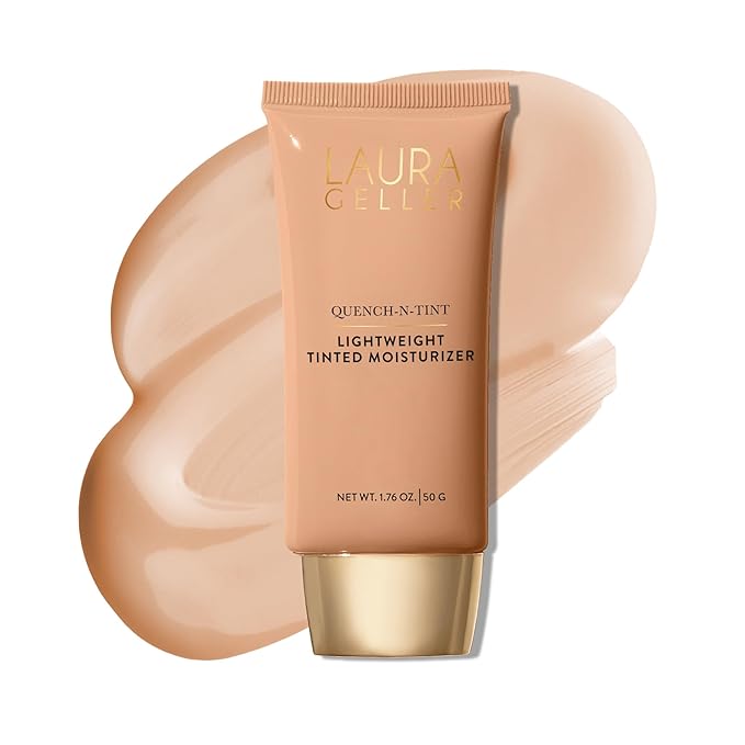 LAURA GELLER NEW YORK Quench-n-Tint Hydrating Foundation - Light/Medium - Sheer to Light Buildable Coverage - Natural Glow Finish - Lightweight Formula with Hyaluronic Acid-Velvo Beauty