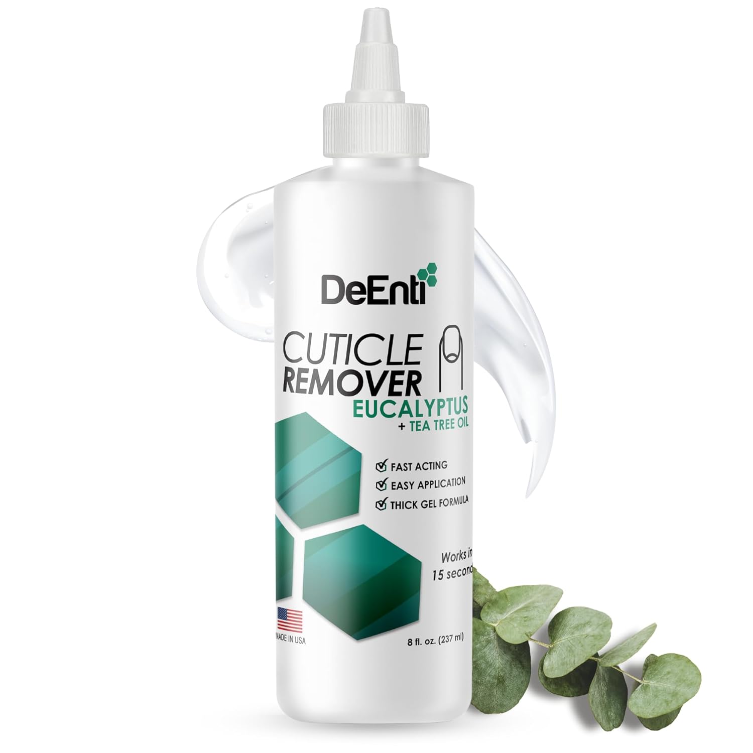 DeEnti Instant Cuticle Remover Gel, Eucalyptus, 8 Oz Bottle, Professional Cuticle Softener, Salon Quality Manicure and Pedicure Supplies-Velvo Beauty