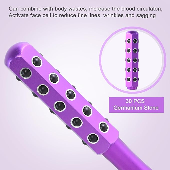 Up Lifting Massaging Beauty Roller Radiance Roller 30 Germanium Stone Face Roller for Uplift and Skin Care,Uplifting Face Massager (Purple)-Velvo Beauty
