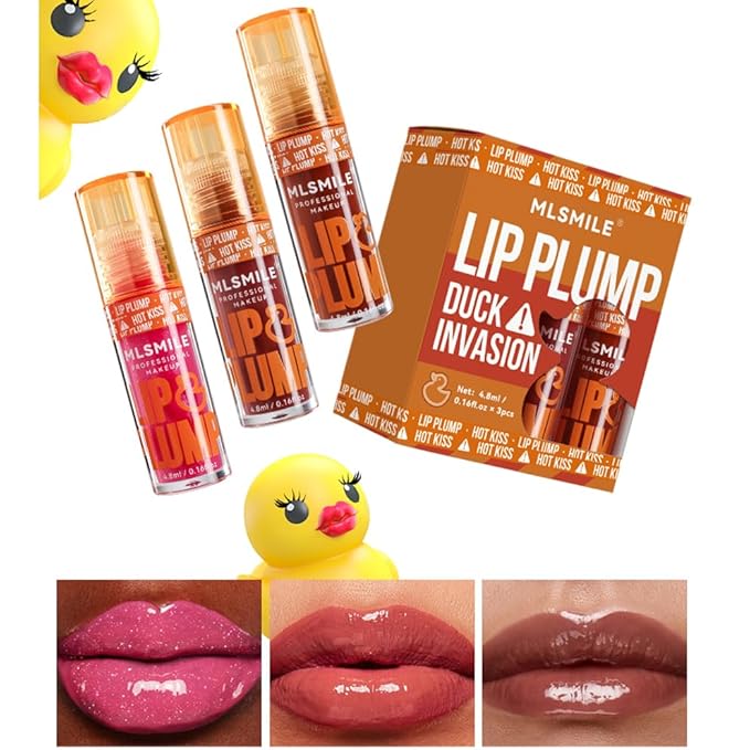 Hydrating Plumping Lip Oil Set, Natural Lip Gloss Plumper with Ginger, Transparent Moisturizing Lip Balm, Tinted Lip Plumper Gloss Make Lips Fuller, Vegan Lip Makeup (Set B, 3Pieces)-Velvo Beauty
