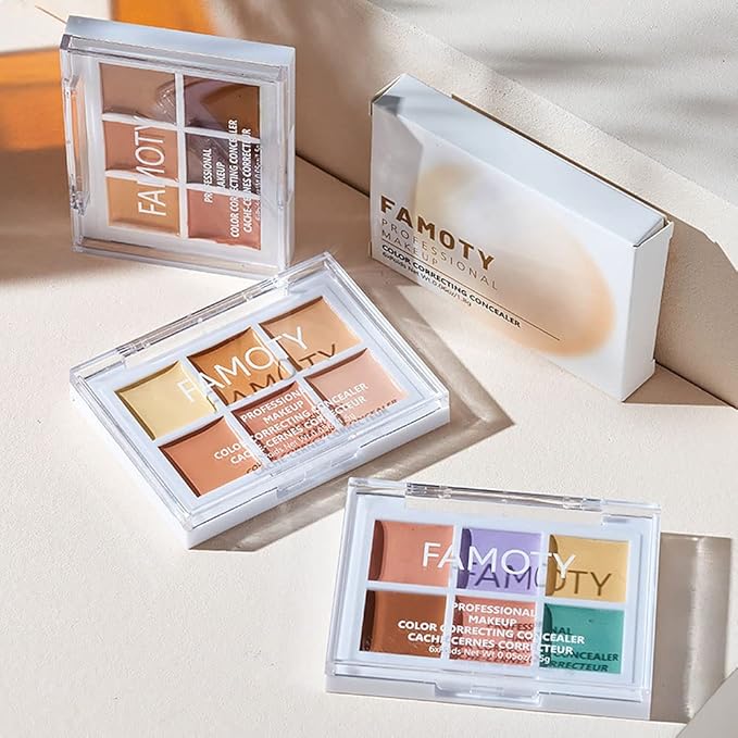 6 Color Correcting Concealer Palette With Concealer Brush, Tattoo Concealer, Cream Contouring Makeup Kit, Corrects Dark Circles Red Marks Scars Light Mediumor creamy concealer A2-Velvo Beauty