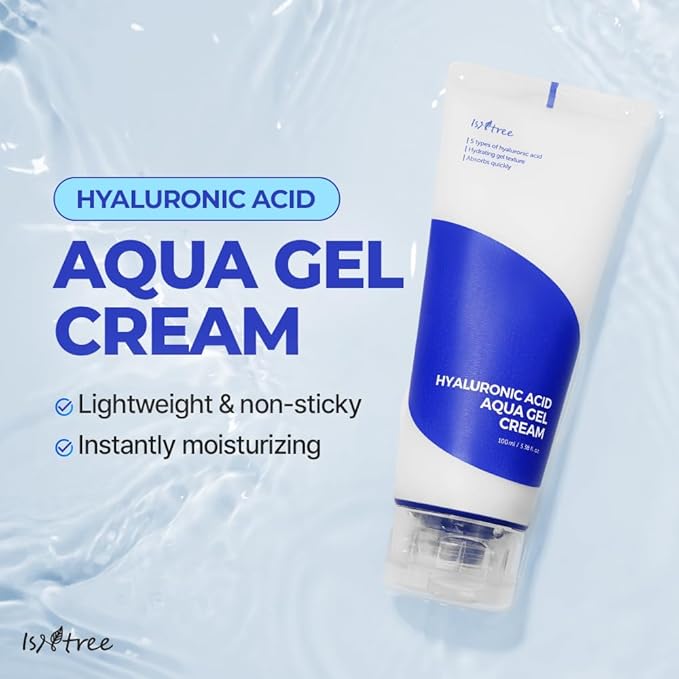 IsNtree Hyaluronic Acid Aqua Gel Cream 100ml, 3.38 fl oz | Korean Skincare | Lightweight Moisturizer | Quick-Absorbing Hydration | For Oily to Combination Skin-Velvo Beauty