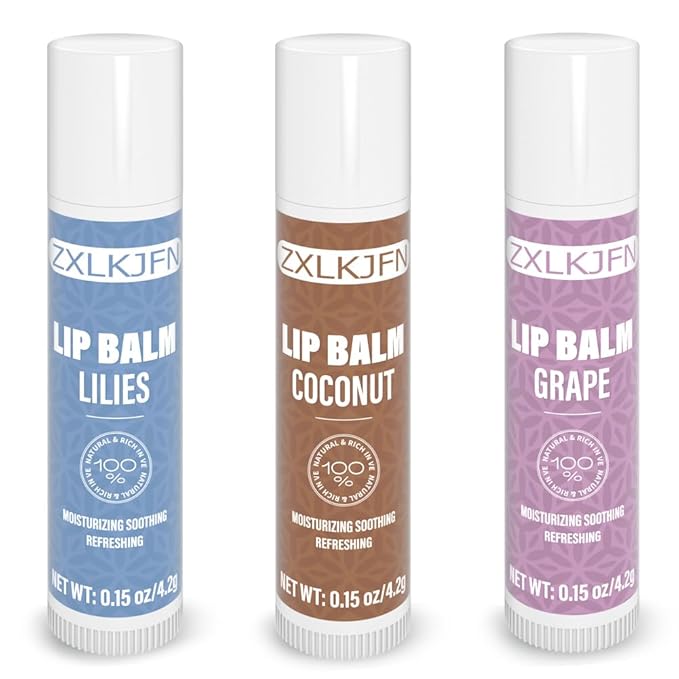 Organic Lip Balm Set - 3 Flavors - 100% Natural Moisturizer for Cracked & Dry Lips Smooth and Supple Lips - Non-GMO-Velvo Beauty