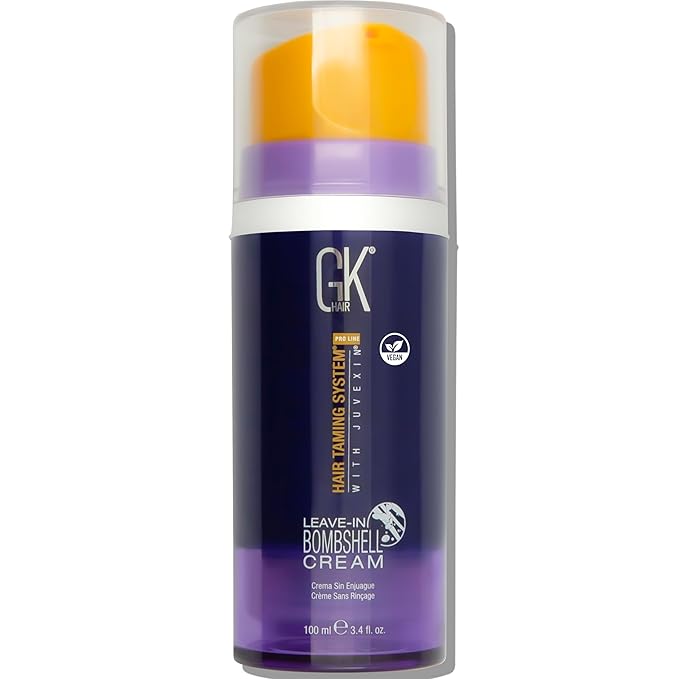GK HAIR Global Keratin Leave In Bombshell Purple Cream (3.4 Fl Oz/100ml) Conditioning Smoothing Moisturizing Hydrating Frizz Control for Blonde Damaged Hair Removes Yellow Brassy Tones Flyaways-Velvo Beauty