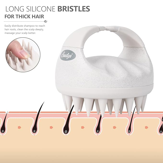 Sndyi Soft Silicone Scalp Massager for Dandruff Removal and Hair Growth - Wet Dry Scalp Exfoliator Brush for Scalp Care - Beige-Velvo Beauty