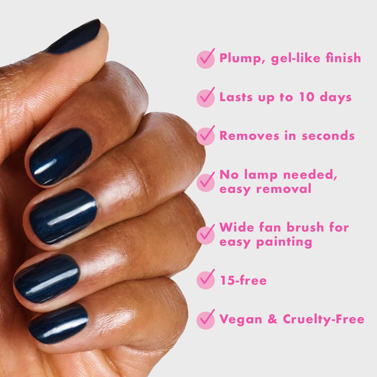 Olive & June Long Lasting Nail Polish | Plump Gel-Like Finish No Lamp Needed | Lasts up to 10 days | Salon-Quality at Home 15-Free Vegan Cruelty-Free Chip-Resistant Shine | HJ Shimmering Midnight Blue-Velvo Beauty