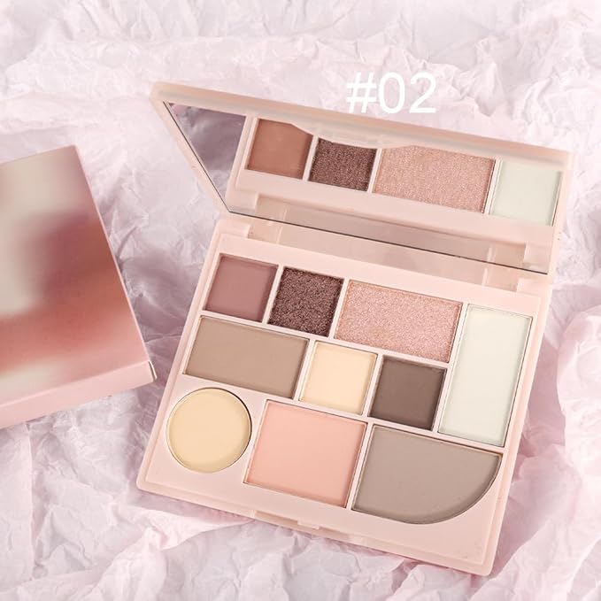 Shimmer Matte Eyeshadow Palette.Longwearing Highly Pigmented Natural Beige Gold Glitter Powder Palet.Matt Shiny Eye Makeup paleta de sombras.02#-Velvo Beauty