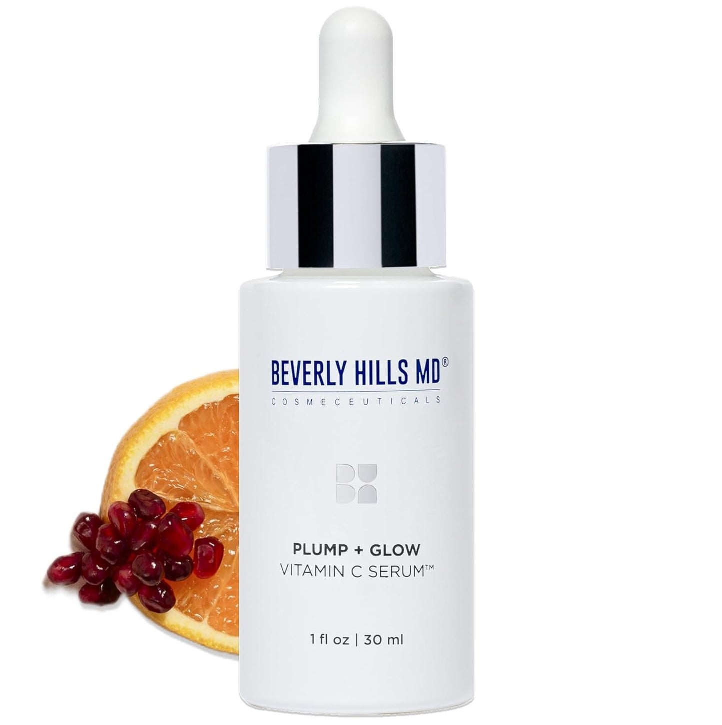 Beverly Hills MD Plump + Glow Vitamin C Serum for Aging Skin- Plumping Anti Wrinkle Lines Formula - Smooth, Firm, Brighten Skin w/Kakadu Plum, Niacinamide, Pomegranate Oil, Red Algae Extracts-Velvo Beauty