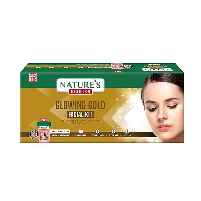 Nature's Essence Glowing Gold Facial Kit (60Grams+15ML)-Velvo Beauty