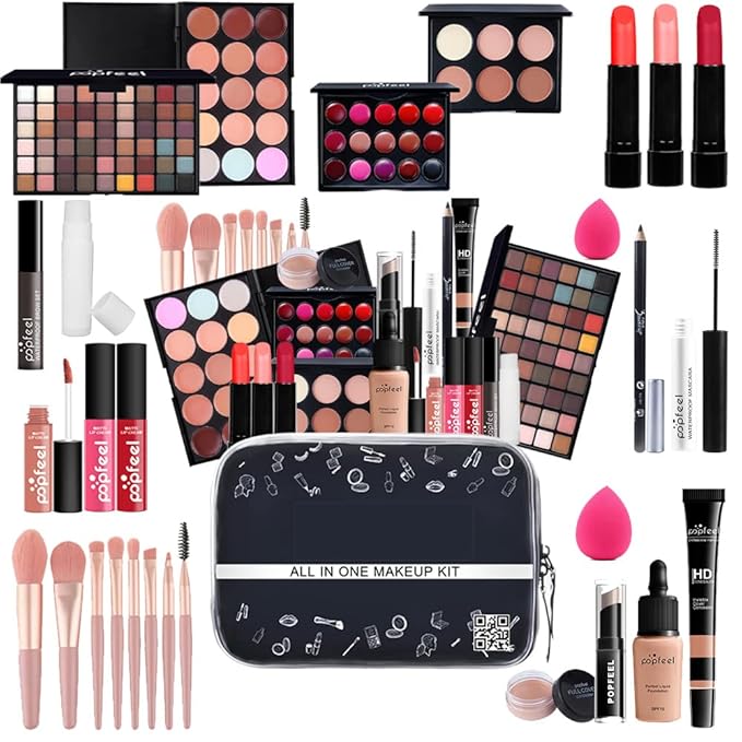28 Pieces Makeup Kit for Women Full Kit, Eyeshadow Palette,Lip Gloss Set,Lipstick,Blush,Foundation,Concealer,Mascara,Eyebrow Pencil,Include Makeup Brush Set,Professional Makeup Kit for Teens-Velvo Beauty