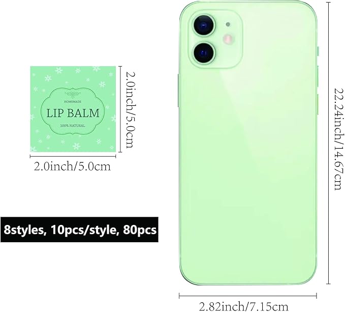 CRASPIRE Lip Balm Labels 80pcs Homemade Lip Balm Labels 2” Clear Lip Balm Labels for Tubes Printable Waterproof Lip Balm Stickers Labels for Lip Balm Handcream Candle Container（British Style-Color）-Velvo Beauty