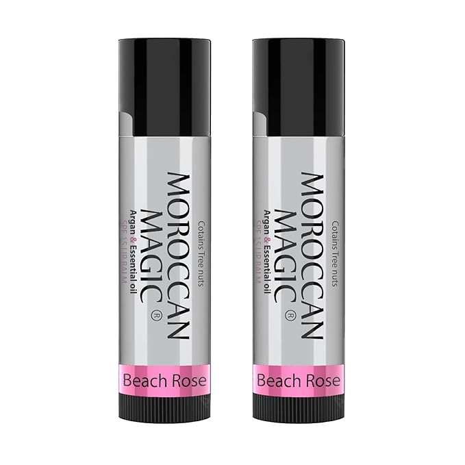 Moroccan Magic Beach Rose SPF 15 Lip Balm - Rose Vanilla | Argan Oil & Essential Oils | Family Owned | Cruelty Free | 2 Pack-Velvo Beauty