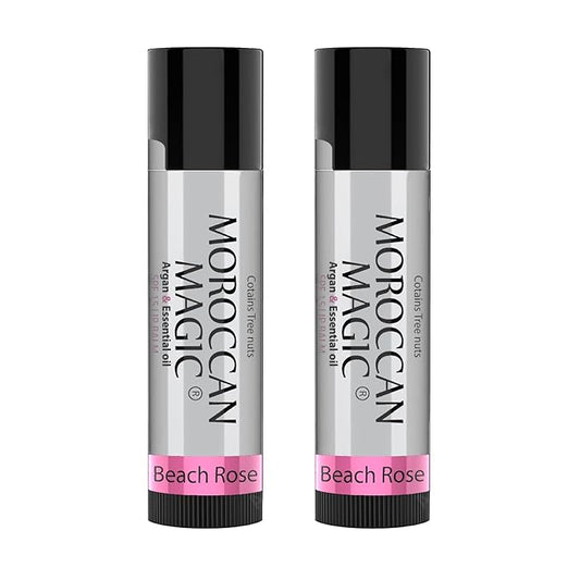 Moroccan Magic Beach Rose SPF 15 Lip Balm - Rose Vanilla | Argan Oil & Essential Oils | Family Owned | Cruelty Free | 2 Pack-Velvo Beauty