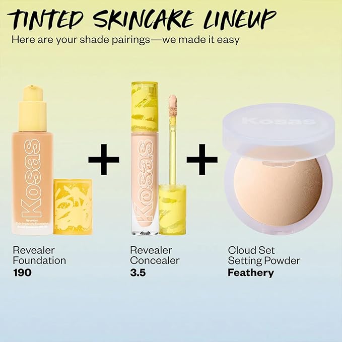 Kosas Revealer Skin-Improving Foundation with SPF 25 Protection - Hydrate, Brighten, Soothe, Plump, Protect Skin - Smoothing Texture, Natural Finish and Clean Formula - Light Medium Neutral Warm 190-Velvo Beauty