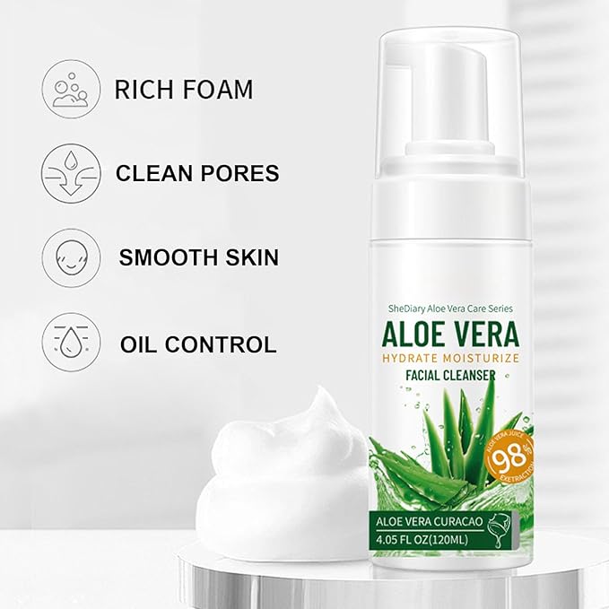 Aloe Vera Skin Care Sets & Kits, 4Pcs Moisturizing Face Care Set, Improve Rough Skin, Firming Skin and Reduce Fine Lines, Skincare Routine Set with Face Cream, Cleanser, Toner, Eye Cream-Velvo Beauty