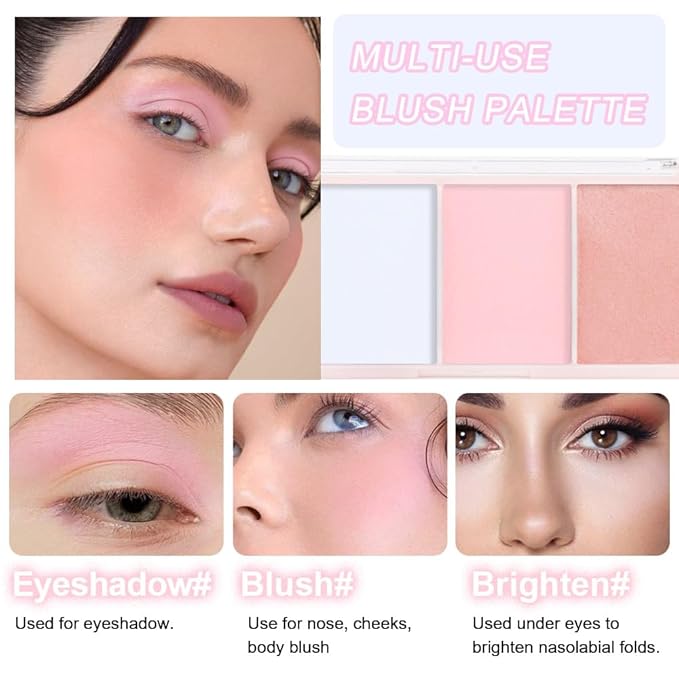3 IN 1 Brown Nude Face Highlight Bronzer Powder Palette for Face Cheeks Contour Brightening, Buildable Matte Coverage Natural Makeup,Ultra Sculpt Nose Shadow Eyeshadow Primer-Nude-Velvo Beauty