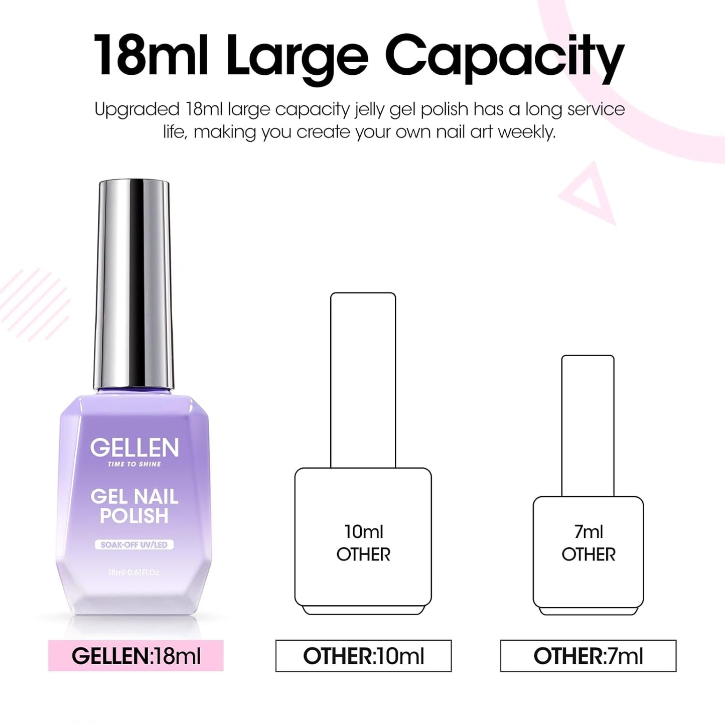 Gellen Pink Gel Nail Polish, 18ML 1Pc Pink Purple Gel Polish Soak off UV LED Nail Lamp Pink Nail Polish for Spring Summer Salon DIY Nail Art Manicure at Home Holiday Gift for Women, 0.61 Fl Oz-Velvo Beauty
