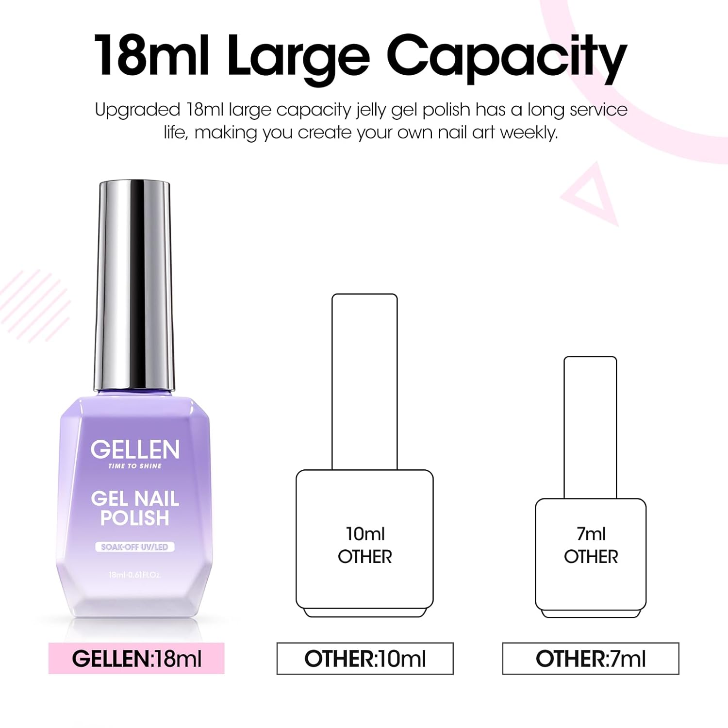 Gellen Pink Gel Nail Polish, 18ML 1Pc Pink Purple Gel Polish Soak off UV LED Nail Lamp Pink Nail Polish for Spring Summer Salon DIY Nail Art Manicure at Home Holiday Gift for Women, 0.61 Fl Oz-Velvo Beauty