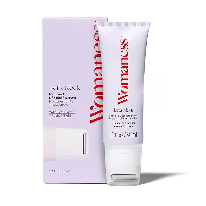 Womaness Let's Neck Firming Serum - Hydrates, Lifts, and Smoothes with Cooling & Massaging Roller Applicator - Cream for Women to Smooth Wrinkles & Tightening Sagging Skin - 50ml Roller-Velvo Beauty