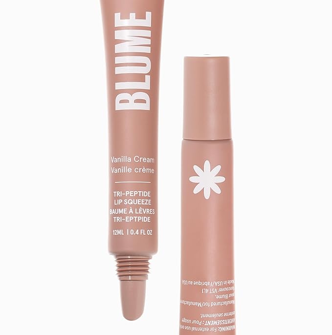 Blume Tri-Peptide Vanilla Lip Balm - Superbalm Lip Moisturizer with Shea Butter and Squalane to Deeply Hydrate & Heal Dry, Cracked Lips - Cruelty Free & Vegan Lip Plumper (0.4 Fl Oz)-Velvo Beauty